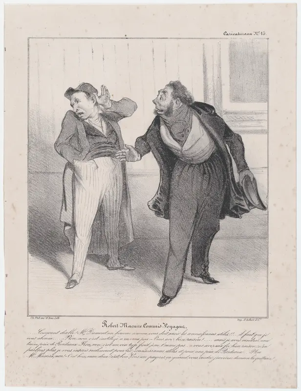 Plate 15: Robert Macaire, travelling salesman, from 'Caricaturana,' published in Les Robert Macaires Wall Art by Honoré Daumier - High-Resolution Digital Print