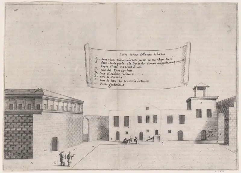 Plate 16, from "Trattato delle Piante & Immagini de Sacri Edifizi di Terra Santa" (Treatise of the Plans & Images of the Sacred Buildings of the Holy Land) Wall Art by Jacques Callot - High-Resolution Digital Print