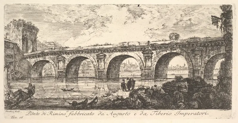 Plate 16: The Bridge at Rimini built by the Emperors Augustus and Tiberius (Ponte di Rimino fabbricato da Augusto e da Tiberio Imperatori), from "Antichità Romane fuori di Roma"