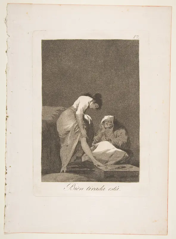 Plate 17 from "Los Caprichos": It is nicely stretched (Bien tirada está)