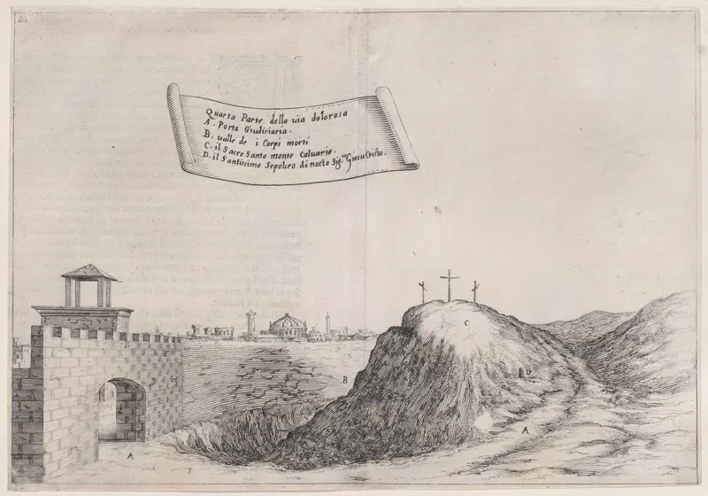 Plate 17, from "Trattato delle Piante & Immagini de Sacri Edifizi di Terra Santa" (Treatise of the Plans & Images of the Sacred Buildings of the Holy Land) Wall Art by Jacques Callot - High-Resolution Digital Print