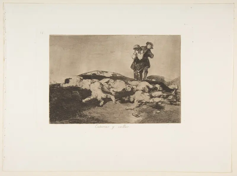 Plate 18 from "The Disasters of War" (Los Desastres de la Guerra): 'Bury them and keep quiet' (Enterrar y callar) Wall Art by Goya (Francisco de Goya y Lucientes) - High-Resolution Digital Print