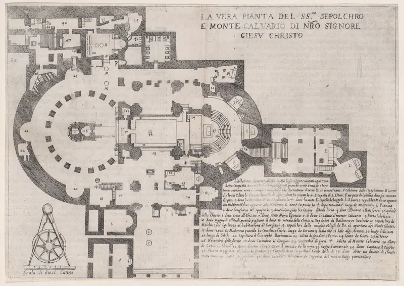 Plate 18, from "Trattato delle Piante & Immagini de Sacri Edifizi di Terra Santa" (Treatise of the Plans & Images of the Sacred Buildings of the Holy Land) Wall Art by Jacques Callot - High-Resolution Digital Print