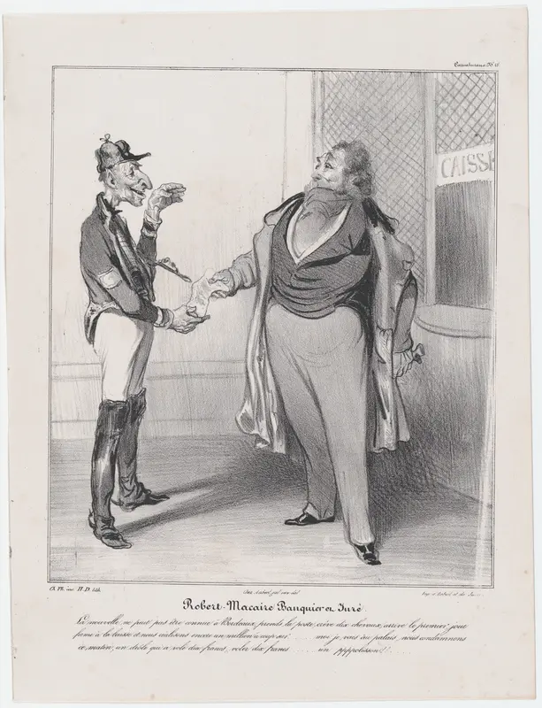Plate 18: Robert Macaire, banker and juror, from 'Caricaturana,' published in Les Robert Macaires Wall Art by Honoré Daumier - High-Resolution Digital Print