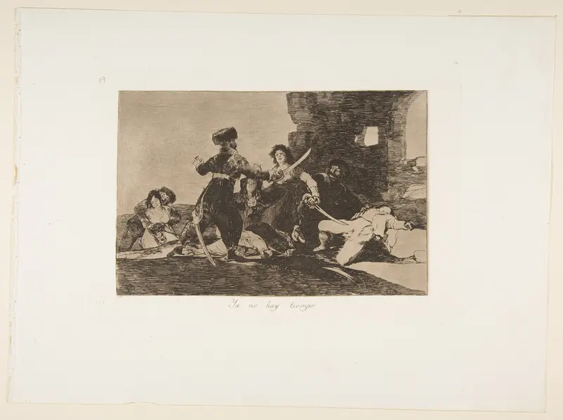 Plate 19 from "The Disasters of War" (Los Desastres de la Guerra): 'There isn't time now' (Ya no hay tiempo) Wall Art by Goya (Francisco de Goya y Lucientes) - High-Resolution Digital Print