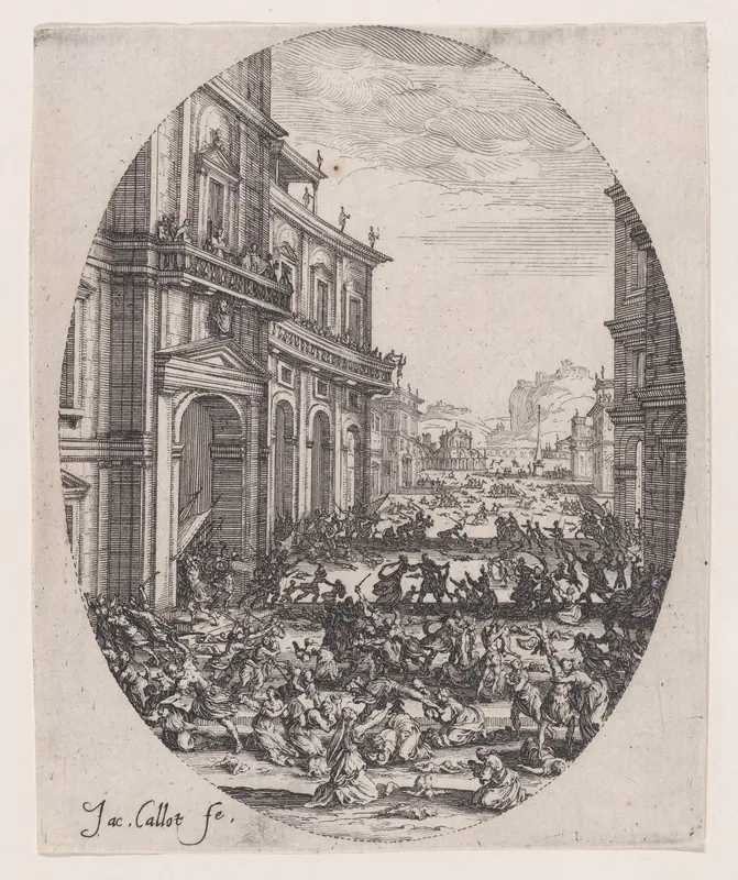 Plate 2, from "Le Massacre des Innocents" (The Massacre of the Innocents) Wall Art by Jacques Callot - High-Resolution Digital Print