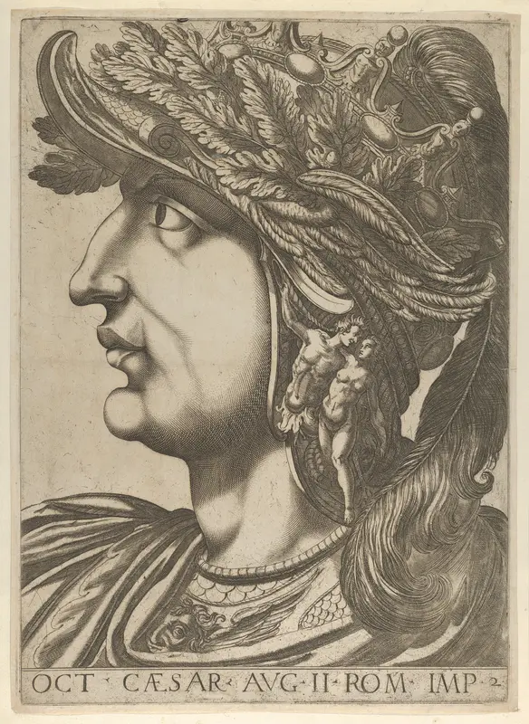 Plate 2: Octavius in profile to the left, from 'The Twelve Caesars' Wall Art by Anonymous - High-Resolution Digital Print