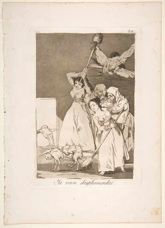 Plate 20 from "Los Caprichos": There they go plucked (i.e. fleeced) (Ya van desplumados) Wall Art by Goya (Francisco de Goya y Lucientes) - High-Resolution Digital Print