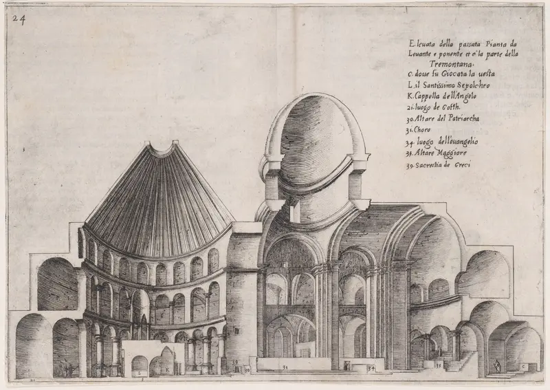 Plate 20, from "Trattato delle Piante & Immagini de Sacri Edifizi di Terra Santa" (Treatise of the Plans & Images of the Sacred Buildings of the Holy Land) Wall Art by Jacques Callot - High-Resolution Digital Print