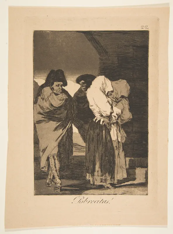 Plate 22 from 'Los Caprichos': Poor little girls! (Probrecitas!) Wall Art by Goya (Francisco de Goya y Lucientes) - High-Resolution Digital Print