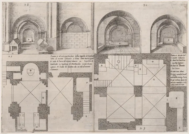 Plate 23, from "Trattato delle Piante & Immagini de Sacri Edifizi di Terra Santa" (Treatise of the Plans & Images of the Sacred Buildings of the Holy Land) Wall Art by Jacques Callot - High-Resolution Digital Print