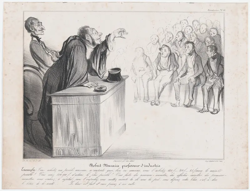 Plate 23: Robert Macaire, Professor of Industry, from 'Caricaturana,' published in Les Robert Macaires Wall Art by Honoré Daumier - High-Resolution Digital Print