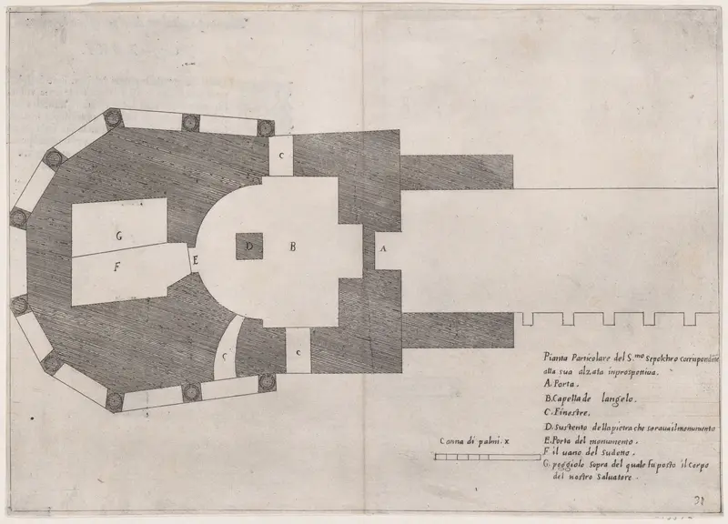 Plate 24, from "Trattato delle Piante & Immagini de Sacri Edifizi di Terra Santa" (Treatise of the Plans & Images of the Sacred Buildings of the Holy Land) Wall Art by Jacques Callot - High-Resolution Digital Print