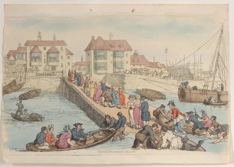 Plate 25: A Landing Place, from "World in Miniature" Wall Art by Thomas Rowlandson - High-Resolution Digital Print