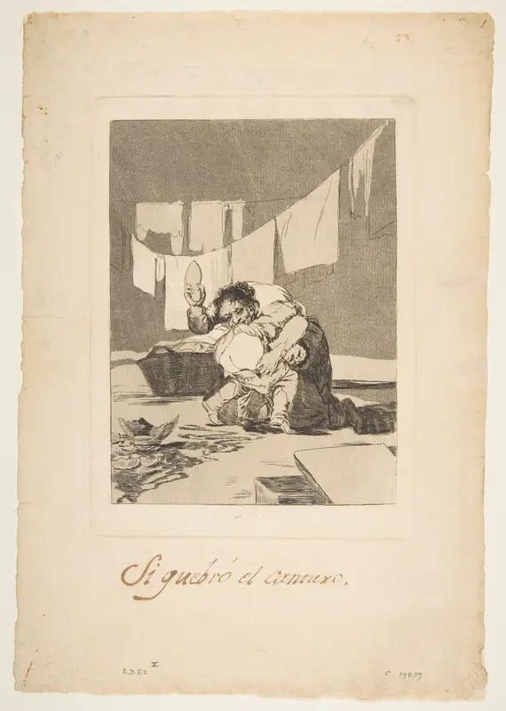 Plate 25: If he broke the pot (Si quebró el cantaro), from "Los Caprichos"