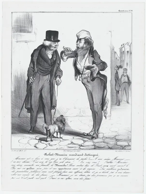 Plate 25: Robert Macaire, the genteel beggar, from 'Caricaturana,' published in Les Robert Macaires Wall Art by Honoré Daumier - High-Resolution Digital Print