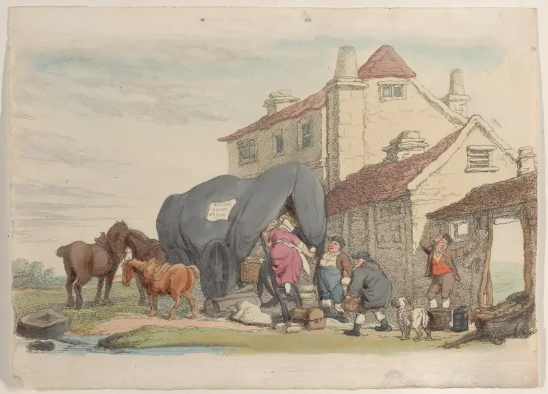 Plate 26: A Flying Wagon, from "World in Miniature" Wall Art by Thomas Rowlandson - High-Resolution Digital Print