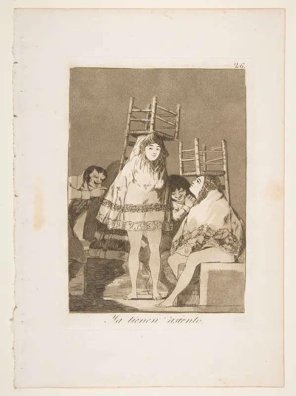 Plate 26 from "Los Caprichos": They've already got a seat (Ya tienen asiento) Wall Art by Goya (Francisco de Goya y Lucientes) - High-Resolution Digital Print