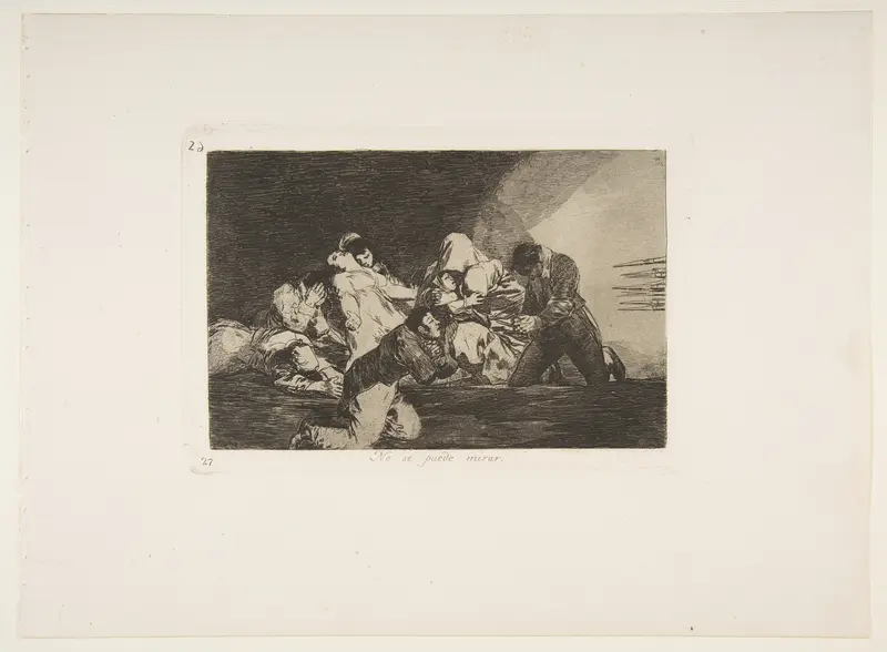 Plate 26  from "The Disasters of War" (Los Desastres de la Guerra): 'One can't look' (No se puede mirar)