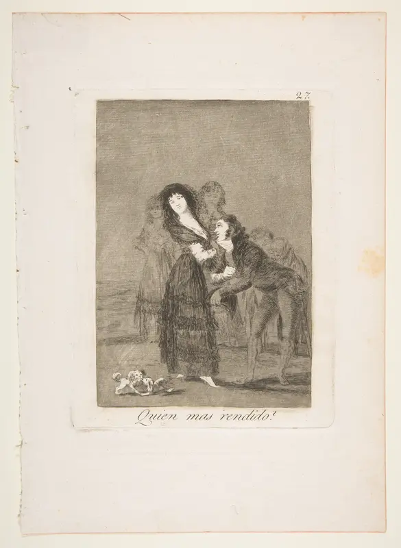 Plate 27 from "Los Caprichos": Which of them is the more overcome? (Quien mas rendido?) Wall Art by Goya (Francisco de Goya y Lucientes) - High-Resolution Digital Print