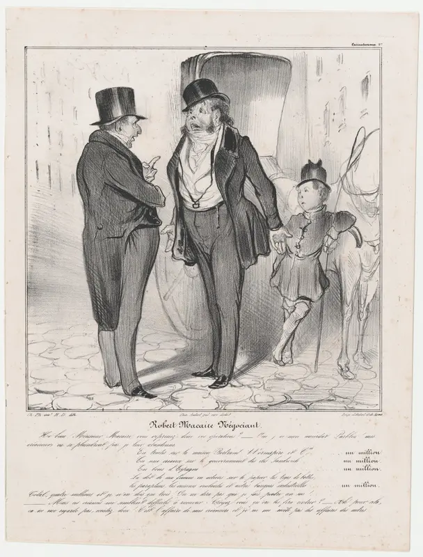 Plate 27: Robert Macaire, merchant, from 'Caricaturana,' published in Les Robert Macaires Wall Art by Honoré Daumier - High-Resolution Digital Print