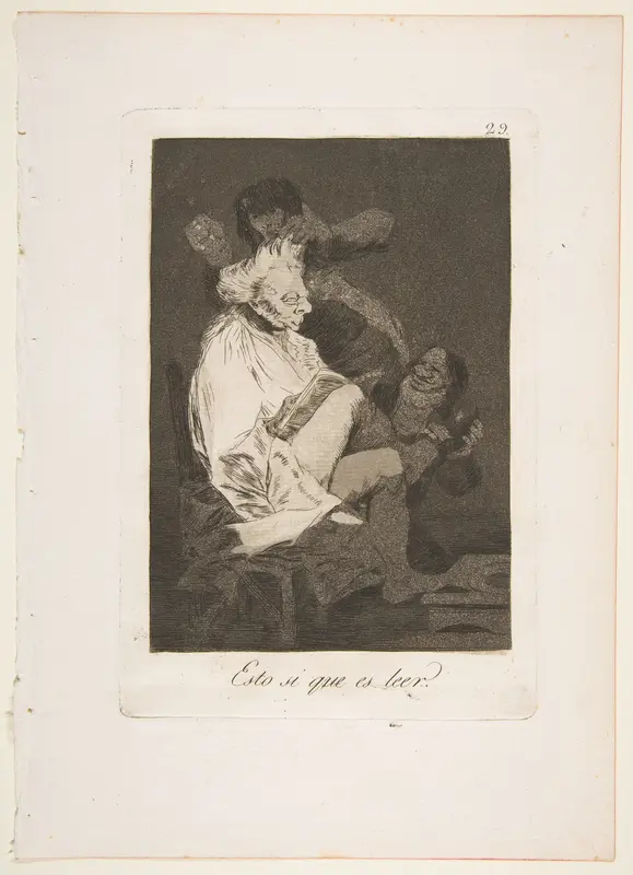 Plate 29 from "Los Caprichos": That certainly is being able to read (Esto si que es leer) Wall Art by Goya (Francisco de Goya y Lucientes) - High-Resolution Digital Print