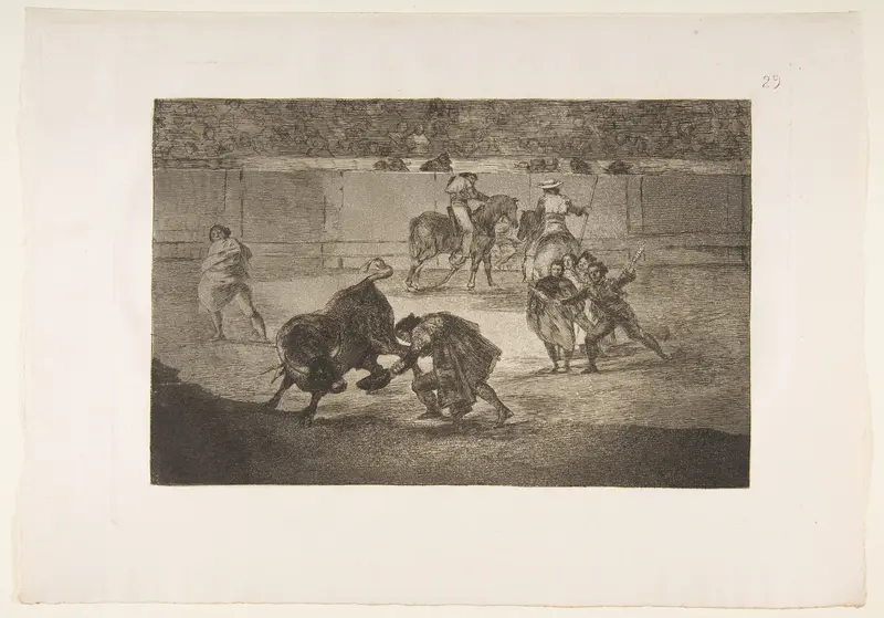 Plate 29 of  "La Tauromaquia": Pepe Illo making the pass of the 'recorte' Wall Art by Goya (Francisco de Goya y Lucientes) - High-Resolution Digital Print