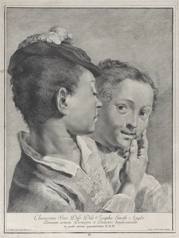 Plate 3: Boy with a hat touching the face of a girl, from "Icones ad vivum expressae" Wall Art by Giovanni Cattini - High-Resolution Digital Print