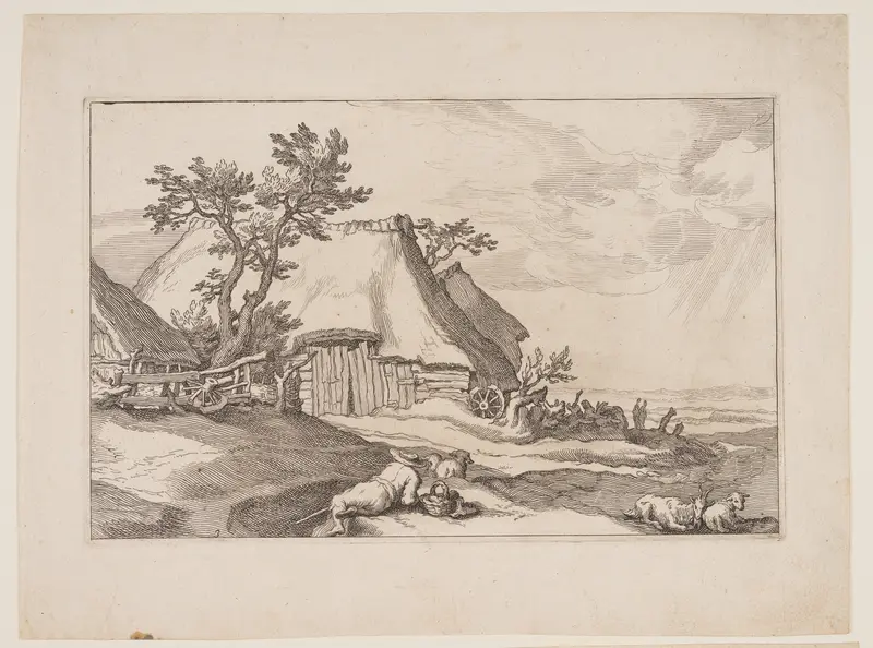 Plate 3, from Landscapes with Farmhouses Wall Art by Boetius Adams Bolswert - High-Resolution Digital Print