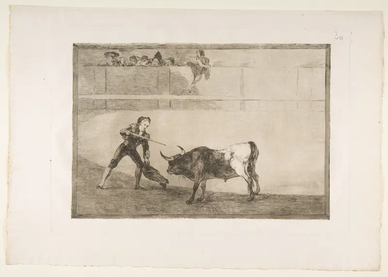 Plate 30 from "La Tauromaquia": Pedro Romero killing the halted bull Wall Art by Goya (Francisco de Goya y Lucientes) - High-Resolution Digital Print