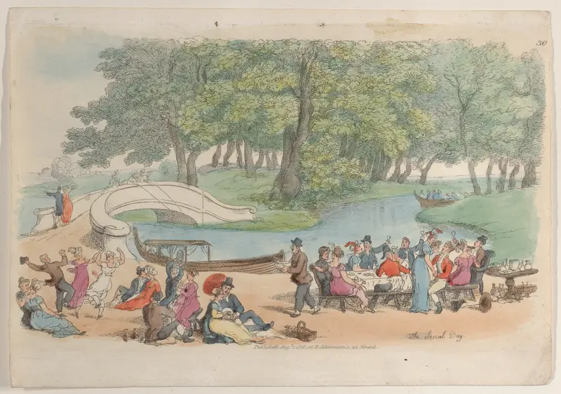 Plate 30: The Social Day, from "World in Miniature" Wall Art by Thomas Rowlandson - High-Resolution Digital Print