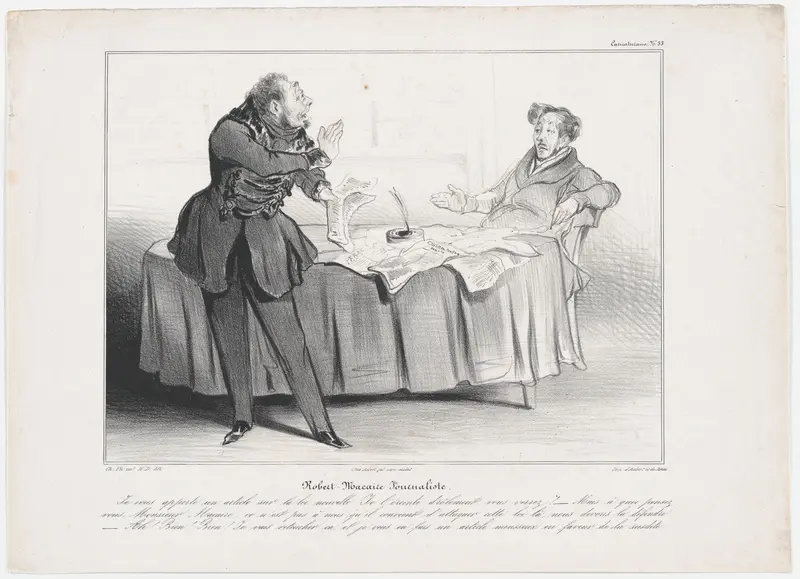 Plate 33: Robert Macaire journalist, from 'Caricaturana,' published in Les Robert Macaires Wall Art by Honoré Daumier - High-Resolution Digital Print