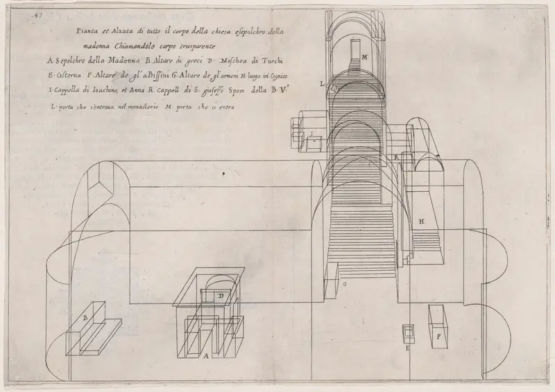 Plate 35, from "Trattato delle Piante & Immagini de Sacri Edifizi di Terra Santa" (Treatise of the Plans & Images of the Sacred Buildings of the Holy Land) Wall Art by Jacques Callot - High-Resolution Digital Print