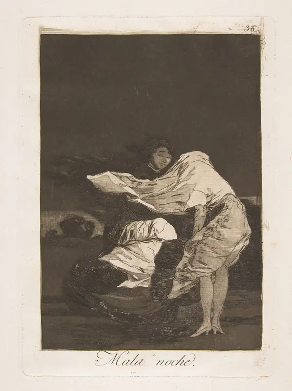 Plate 36 from "Los Caprichos": A bad night (Mala noche)