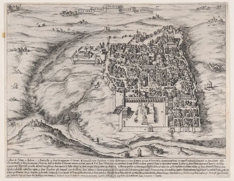 Plate 36, from "Trattato delle Piante & Immagini de Sacri Edifizi di Terra Santa" (Treatise of the Plans & Images of the Sacred Buildings of the Holy Land) Wall Art by Jacques Callot - High-Resolution Digital Print