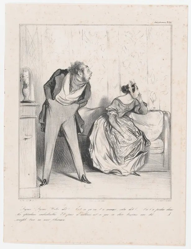 Plate 36: Well? Well? What about your dowry?, from 'Caricaturana,' published in Les Robert Macaires Wall Art by Honoré Daumier - High-Resolution Digital Print