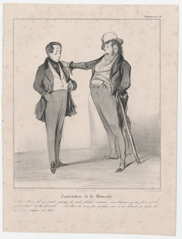 Plate 37: Exploitation of paternity, from 'Caricaturana,' published in Les Robert Macaires Wall Art by Honoré Daumier - High-Resolution Digital Print