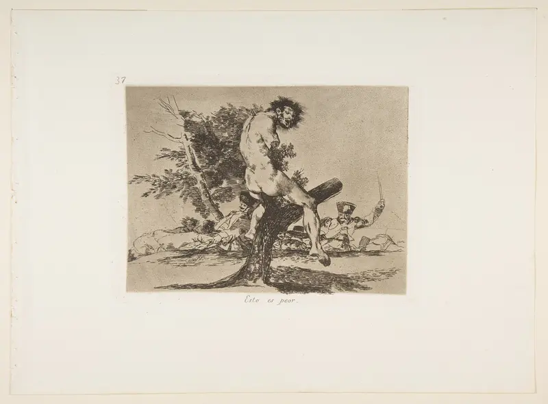 Plate 37 from "The Disasters of War" (Los Desastres de La Guerra): This is worse (Esto es peor) Wall Art by Goya (Francisco de Goya y Lucientes) - High-Resolution Digital Print