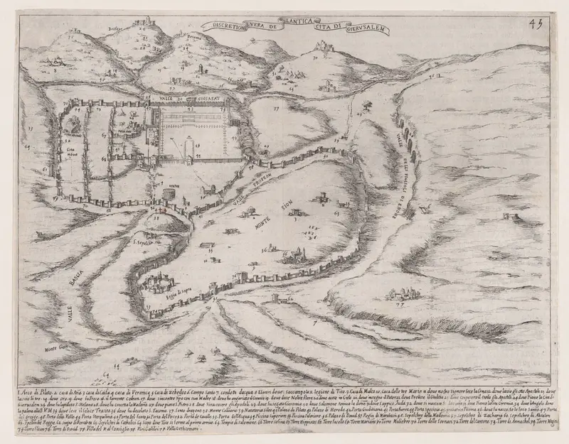 Plate 37, from "Trattato delle Piante & Immagini de Sacri Edifizi di Terra Santa" (Treatise of the Plans & Images of the Sacred Buildings of the Holy Land) Wall Art by Jacques Callot - High-Resolution Digital Print