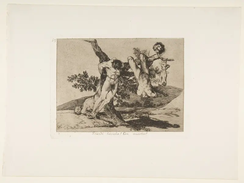 Plate 39 from "The Disasters of War" (Los Desastres de La Guerra): 'An heroic feat! With dead men!' (Grande hazaña! Con muertos!) Wall Art by Goya (Francisco de Goya y Lucientes) - High-Resolution Digital Print