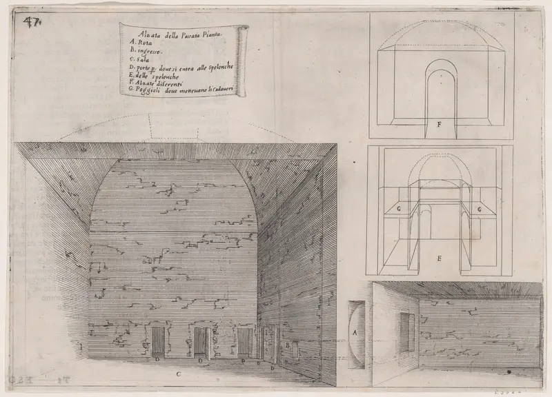 Plate 39, from "Trattato delle Piante & Immagini de Sacri Edifizi di Terra Santa" (Treatise of the Plans & Images of the Sacred Buildings of the Holy Land) Wall Art by Jacques Callot - High-Resolution Digital Print