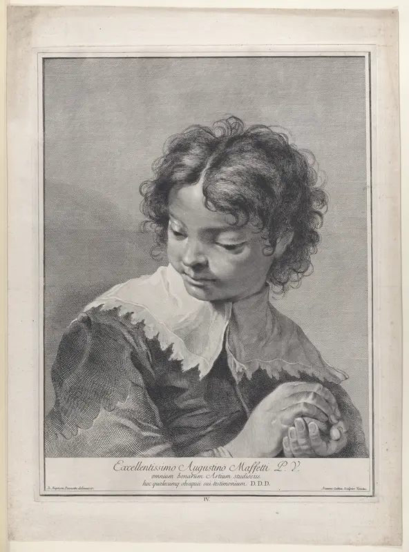 Plate 4: Boy with a lace collar holding a piece of fruit in his hands; from "Icones ad vivum expressae" Wall Art by Giovanni Cattini - High-Resolution Digital Print
