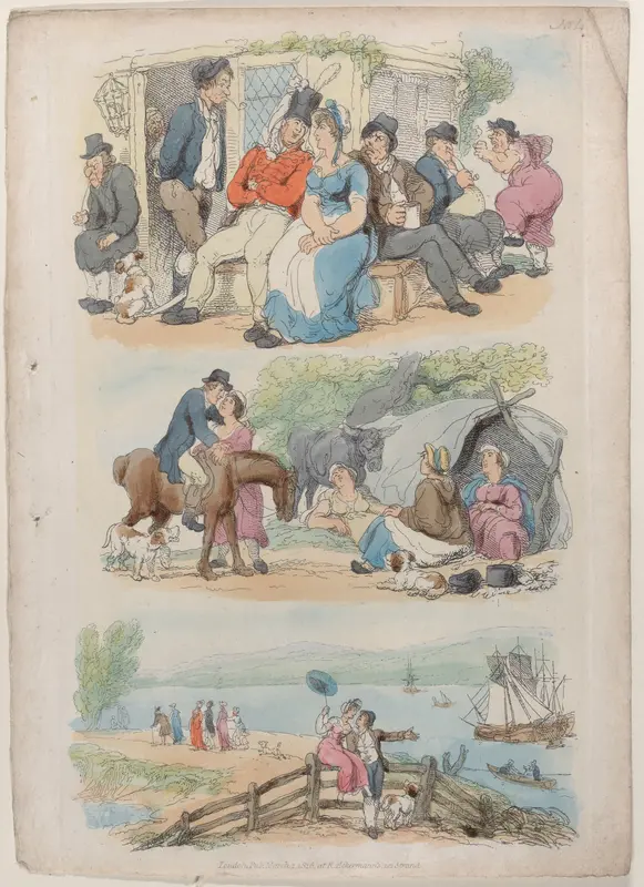 Plate 4: Recruiting, from "World in Miniature" Wall Art by Thomas Rowlandson - High-Resolution Digital Print