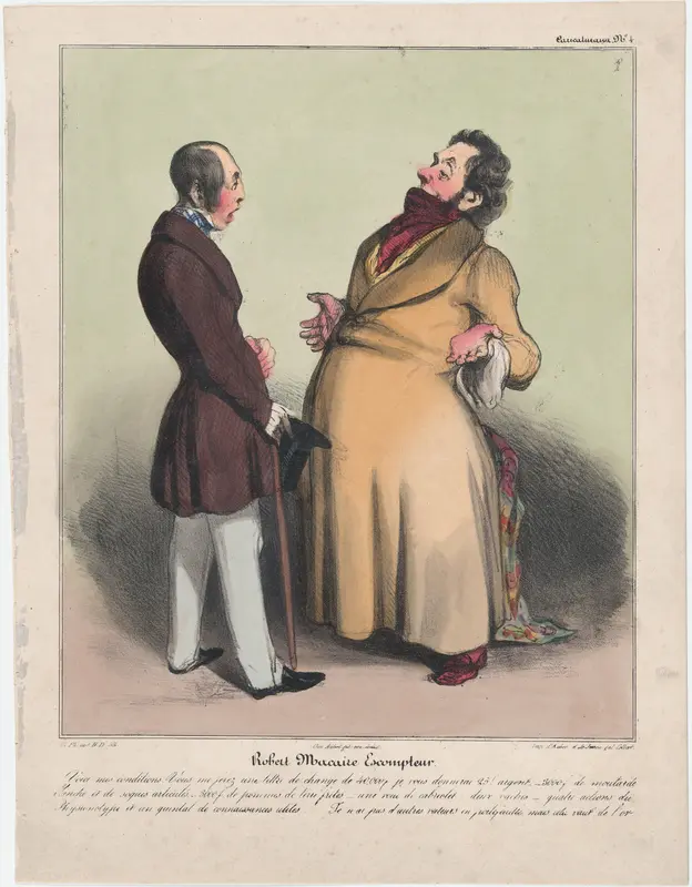 Plate 4: Robert Macaire, discount broker, from 'Caricaturana,' published in Les Robert Macaires Wall Art by Honoré Daumier - High-Resolution Digital Print