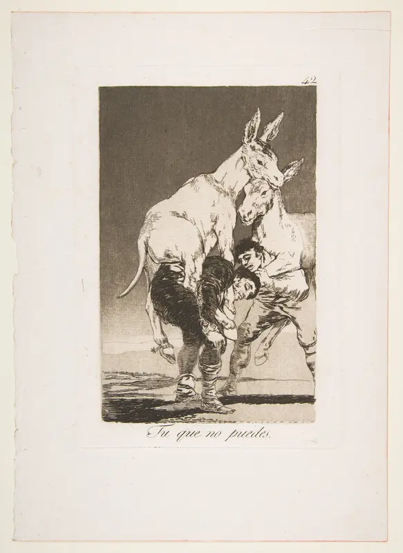 Plate 42 from "Los Caprichos": Thou who canst not (Tu que no puedes) Wall Art by Goya (Francisco de Goya y Lucientes) - High-Resolution Digital Print