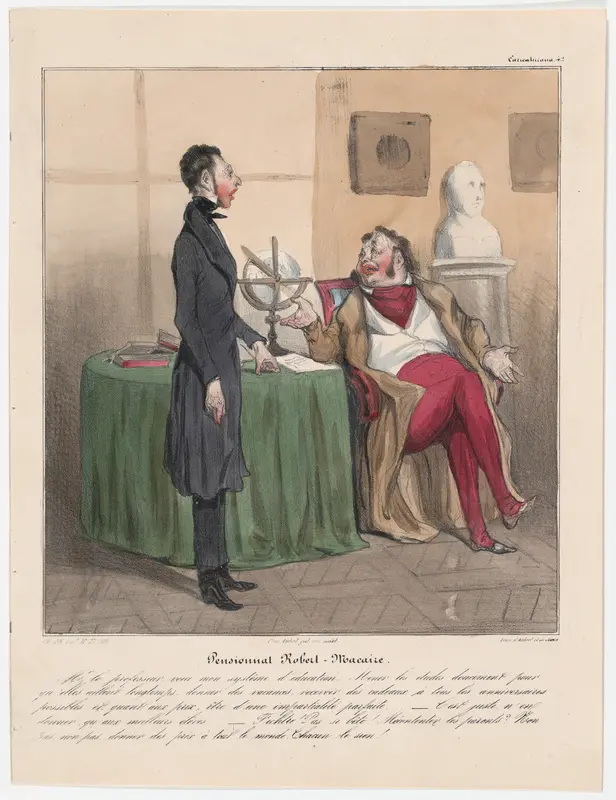 Plate 42: Robert Macaire's boarding school, from 'Caricaturana,' published in Les Robert Macaires Wall Art by Honoré Daumier - High-Resolution Digital Print