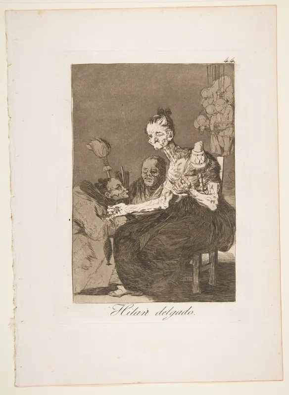 Plate 44 from "Los Caprichos": They spin finely (Hilan delgado)