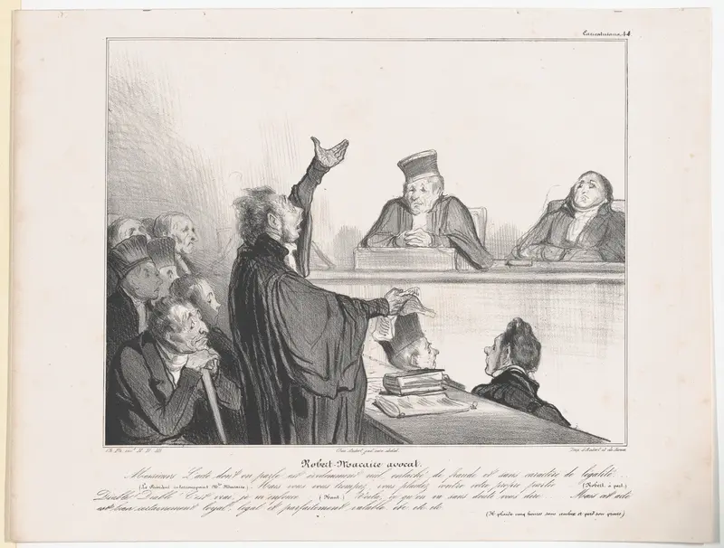 Plate 44: Robert Macaire, Barrister, from 'Caricaturana,' published in Les Robert Macaires Wall Art by Honoré Daumier - High-Resolution Digital Print