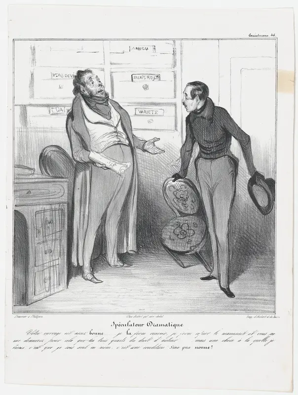 Plate 46: Theatrical agent, from 'Caricaturana,' published in Les Robert Macaires Wall Art by Honoré Daumier - High-Resolution Digital Print