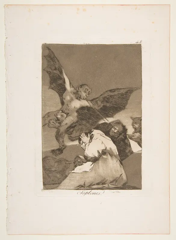 Plate 48 from "Los Caprichos": Tale-Bearers--Blasts of Wind (Soplones) Wall Art by Goya (Francisco de Goya y Lucientes) - High-Resolution Digital Print
